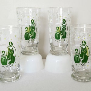 Vintage Libbey Americana Colonial New England 12oz Tumbler Glasses Set Of 4