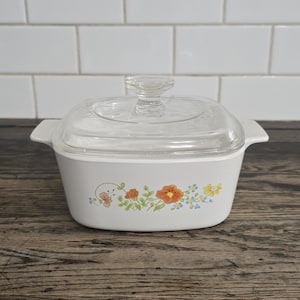 Corning Ware Wildflower 1 1/2 Liter A-1 1/2-B Casserole Baking Dish With Pyrex Lid A7C