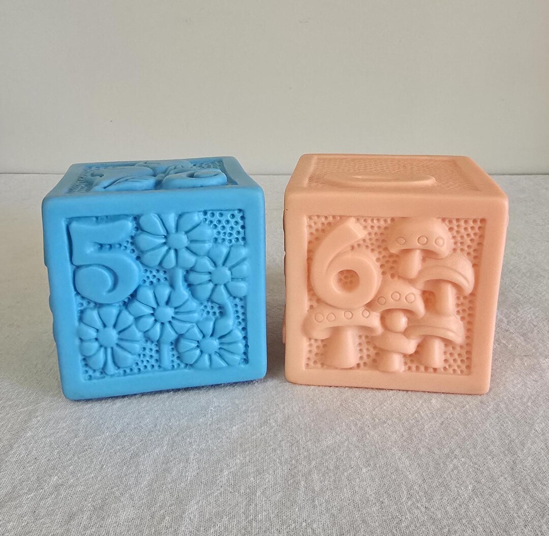 Vintage Squeaky Rubber Cubes/stacking Number Blocks Set of 2 - Etsy