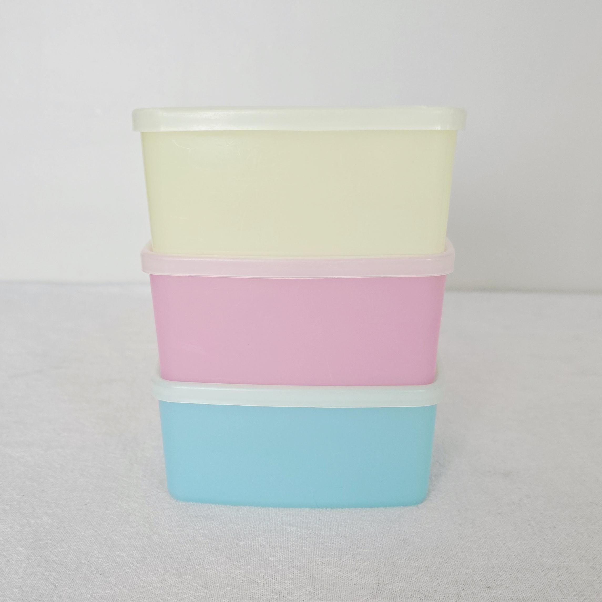Vintage Tupperware Pastel Square Round Containers Set of 3 With