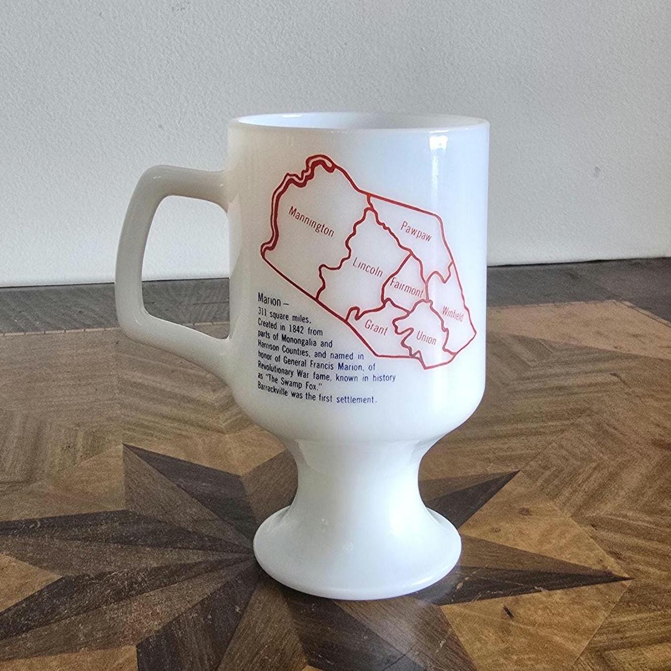 Vintage 1976 Marion County West Virginia Bicentennial Milk Glass