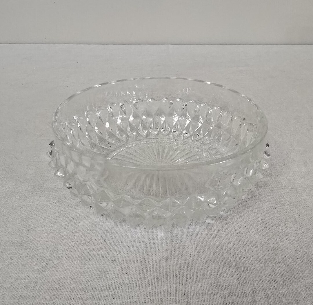 Vintage Indiana Glass Clear Cut Diamond Point Small Bowl - Etsy