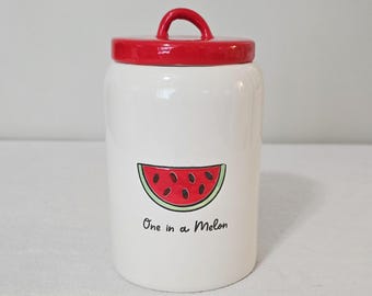 Boston Warehouse "One In A Melon" Ceramic Watermelon Canister