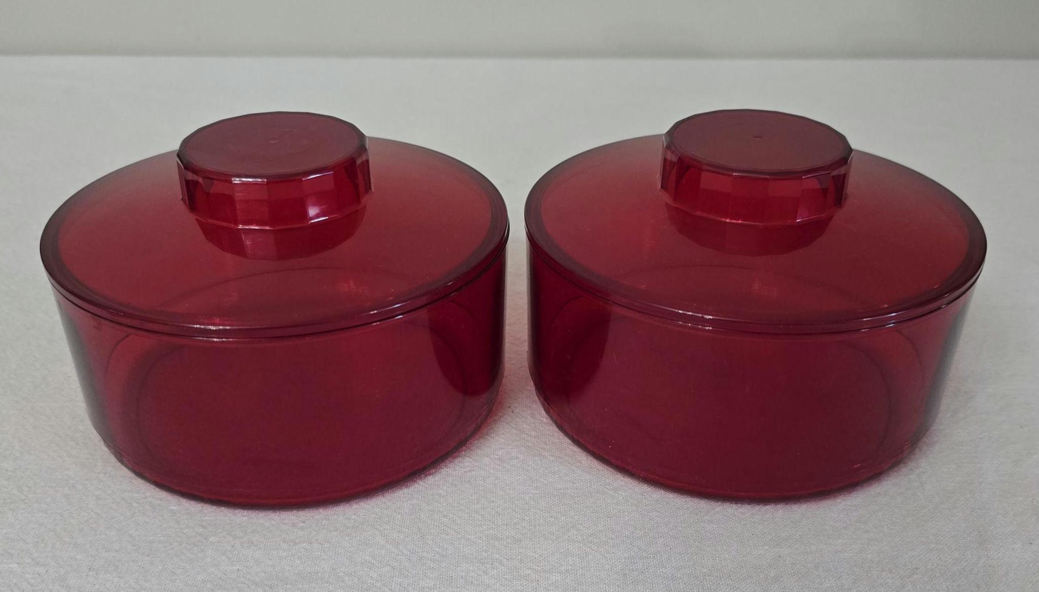 Vintage Tupperware Preludio Cranberry Red Stackable Containers