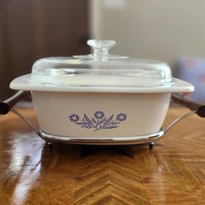 Corning Ware Blue Cornflower 4 Quart Dutch Oven P-34-B With Lid A12C And Holder