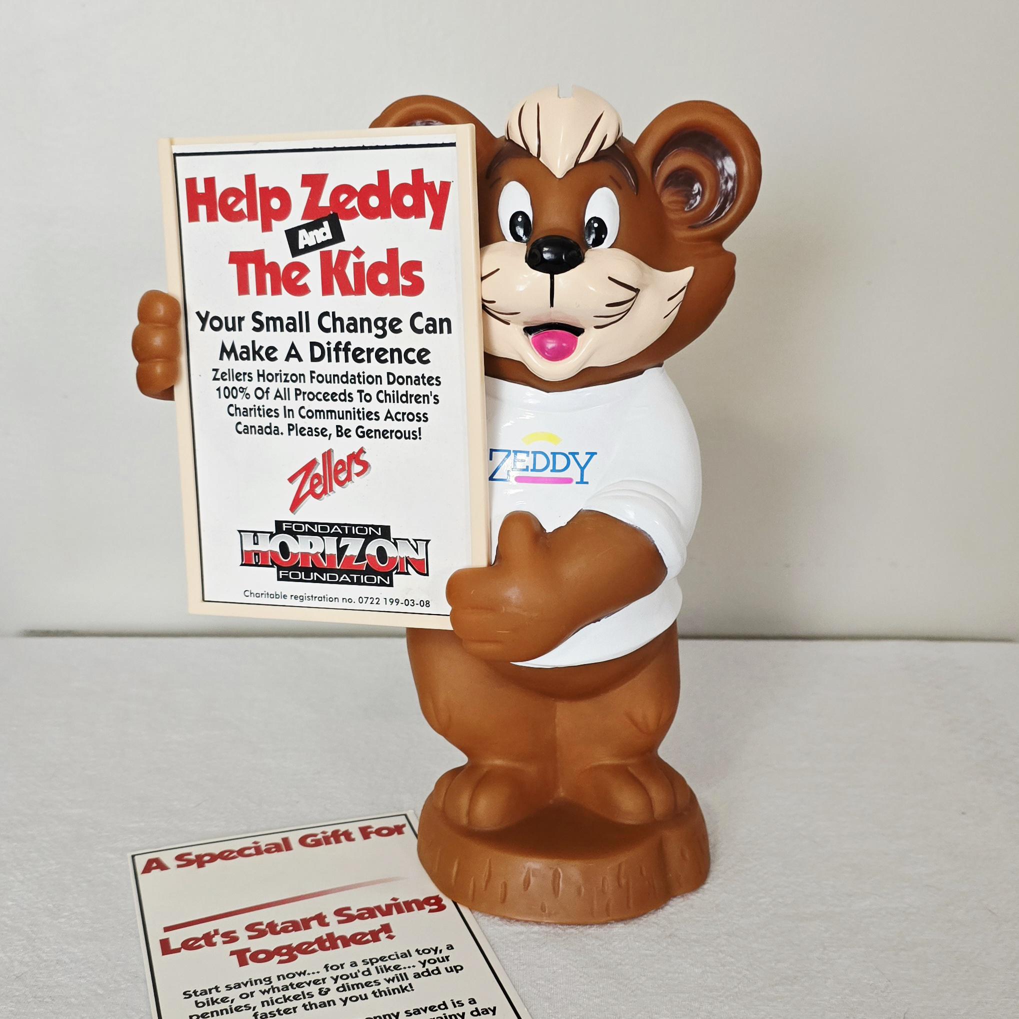 Vintage Zellers Zeddy Bear Coin Bank With Photo Frame Sign, 10