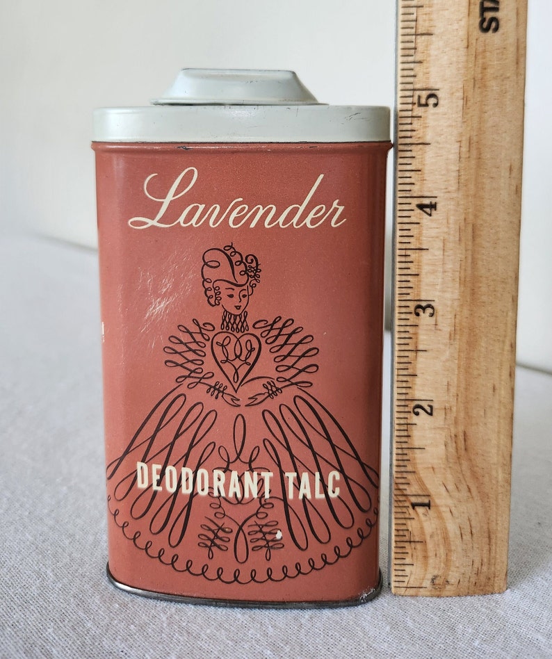 Vintage Tin Rexall Lavender Deodorant Talc Advertising Tin image 8