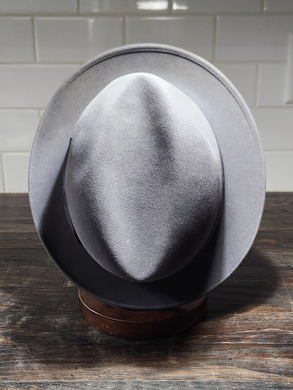 Vintage Knox Gray Felt Fedora Hat Feathers Size 7… - image 3