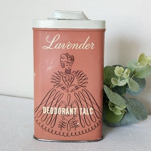Vintage Tin Rexall Lavender Deodorant Talc Advertising Tin image 1