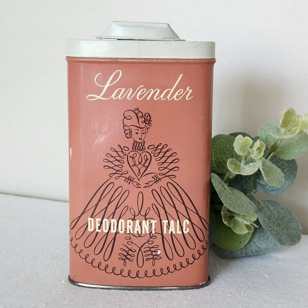 Vintage Tin Rexall Lavender Deodorant Talc Advertising Tin