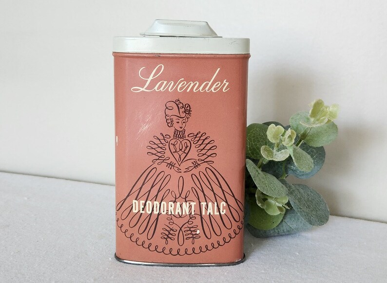 Vintage Tin Rexall Lavender Deodorant Talc Advertising Tin image 1