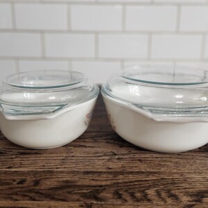 Vintage Pyrex England Blue Iris Casserole Dishes, Set of 2 With Pyrex ...