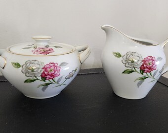 Vintage Creamer And Sugar Bowl With Lid Meito China Granada Made In Japan