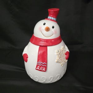 Grasslands Road Glazed Ceramic Snowman Cookie Jar