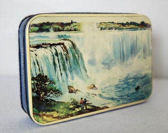 Vintage Tin Blue Bird Toffee Tin Niagara Falls Advertising Tin