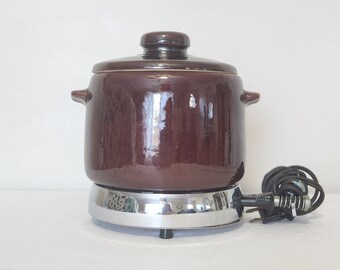 Vintage West Bend Bean Pot 2 Qt Crock Electric Hot Plate Cord