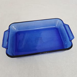 Vintage Anchor Hocking Cobalt Blue Glass Baking Dish, 2 Quart Rectangular Casserole Pan