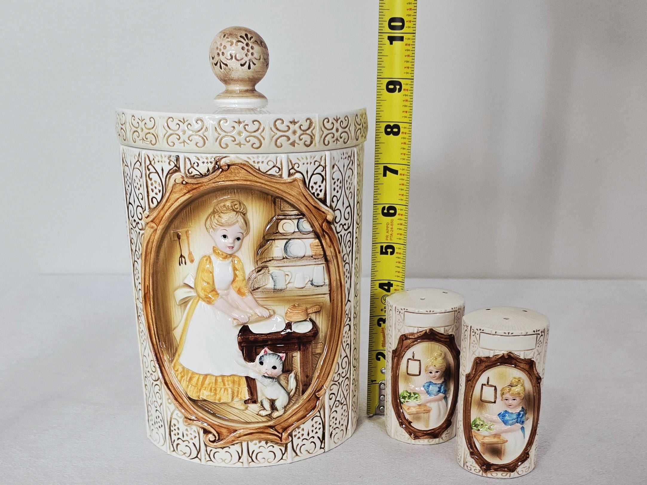 Vintage 1978 Sears Roebuck Pioneer Woman Ceramic Canister and 2