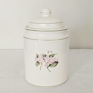 Vintage Martha Stewart Everyday Hydrangea Ceramic Canister, Pink