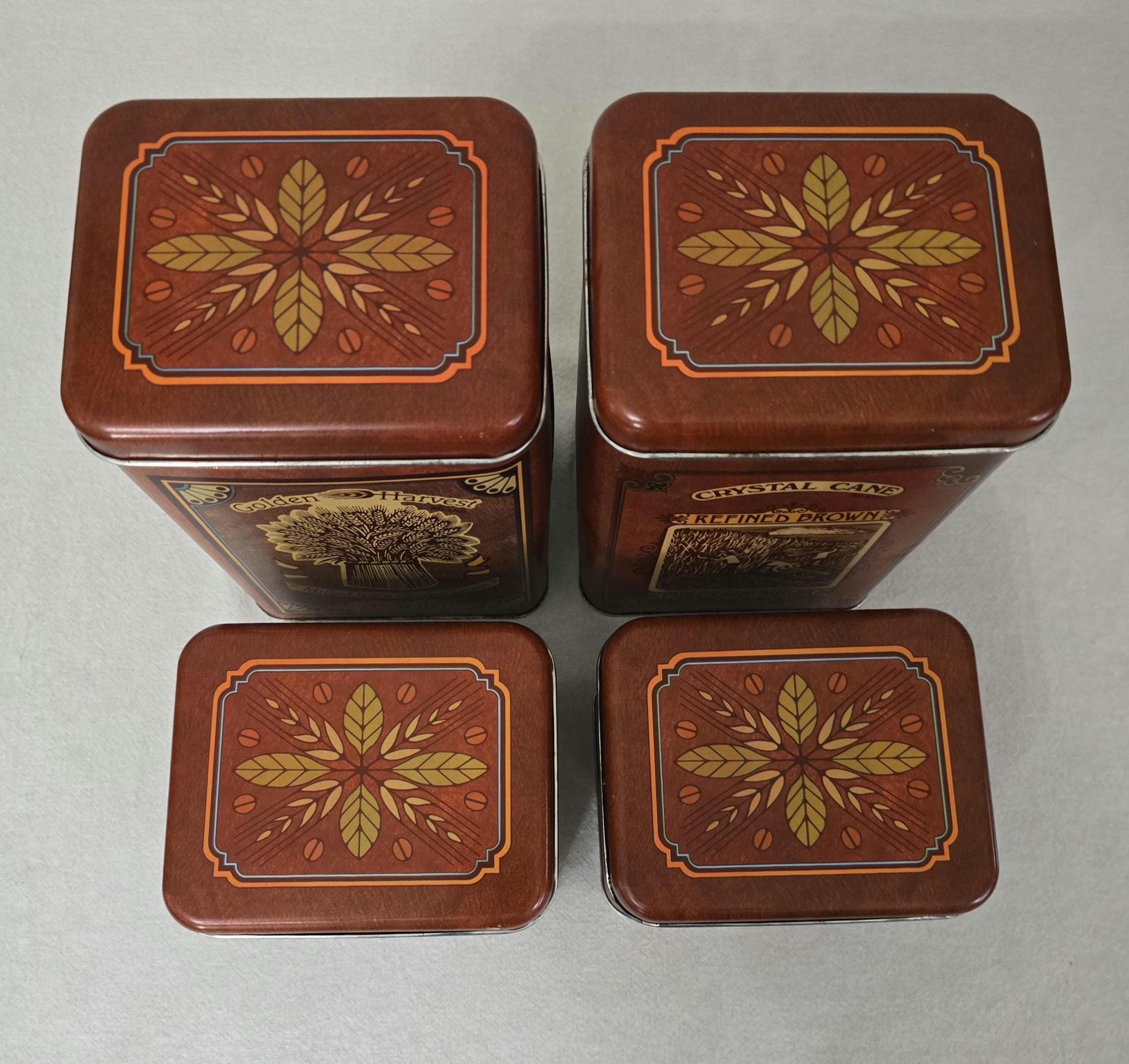【4個】70's U.S.A vintage TIN缶 キャニスター ティン Vintage Chein Golden Harvest Metal Canisters, Set of 4 1970s