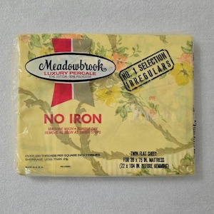 Vintage Meadowbrook Luxury Percale Yellow Floral Twin Flat Bed Sheet Sealed NOS