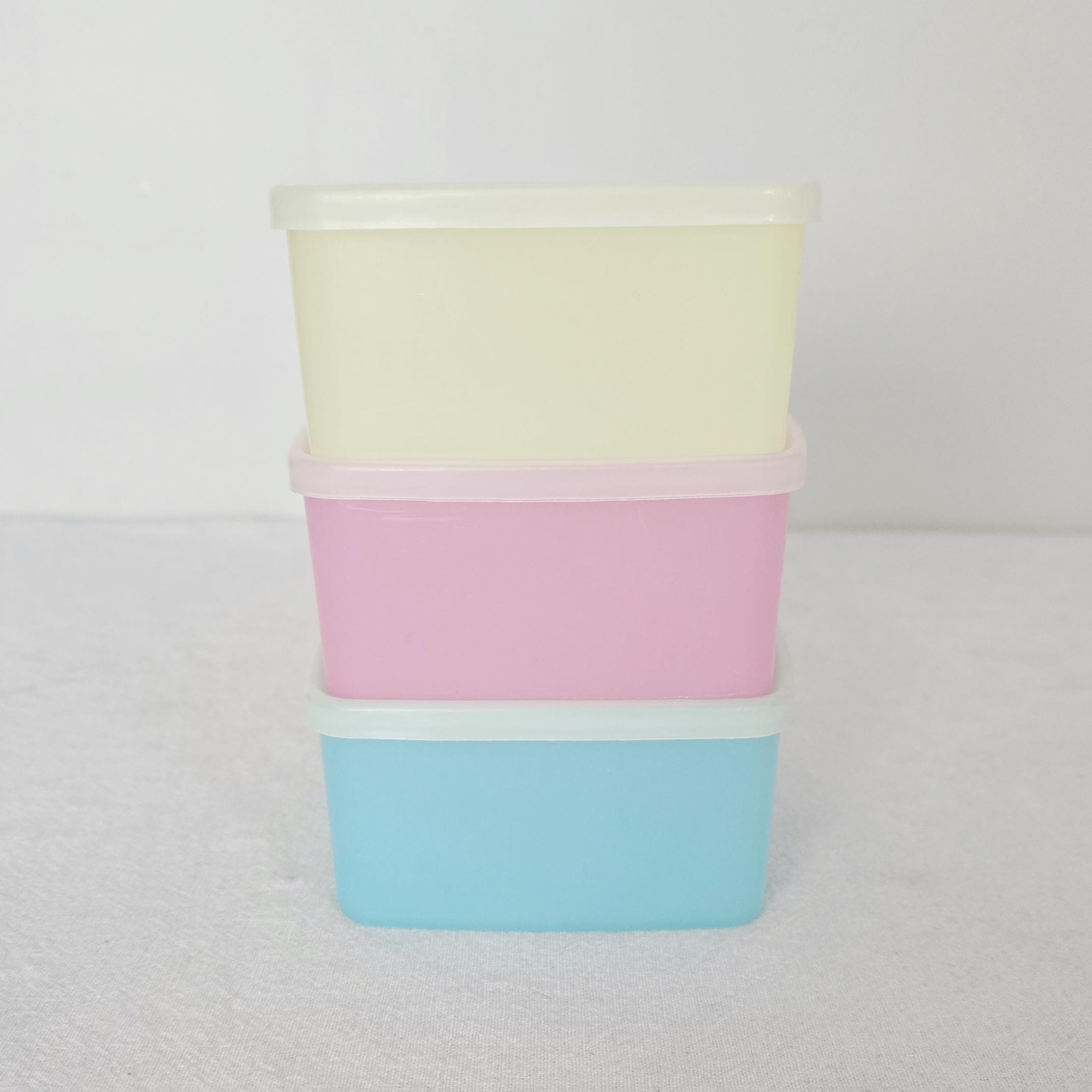 Vintage Tupperware Pastel Square Round Containers Set of 3 With