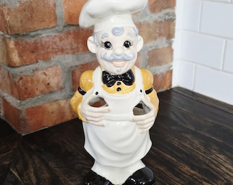 Soporte de cerámica vintage para utensilios de cocina Jolly Chef, decoración kitsch pintada a mano, estilo cocina de Monica Geller Friends.