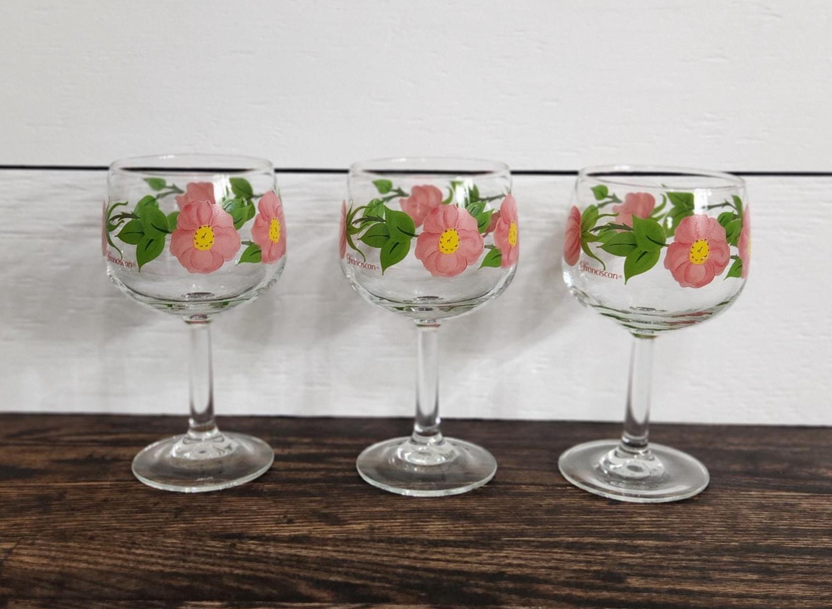 Vintage Franciscan Desert Rose Goblets Set of Wine Glasses