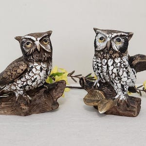 Vintage Ceramic Owl Figurines By Homco Set Of 2