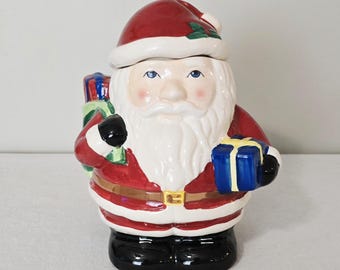 Vintage Gibson Santa Claus Ceramic Cookie Jar, 1990s Christmas Kitchen Decor