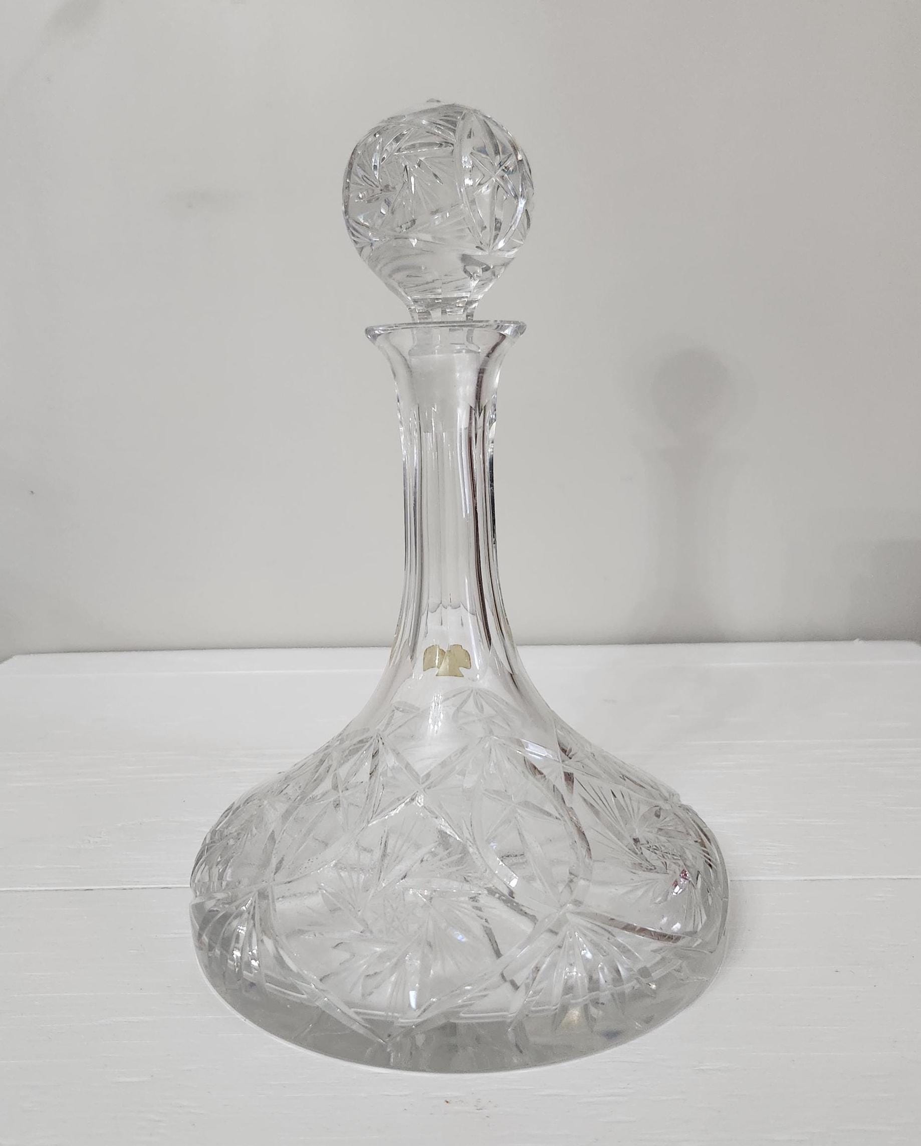 Violetta Hand Cut Lead Crystal Ships Decanter With Stopper Made in