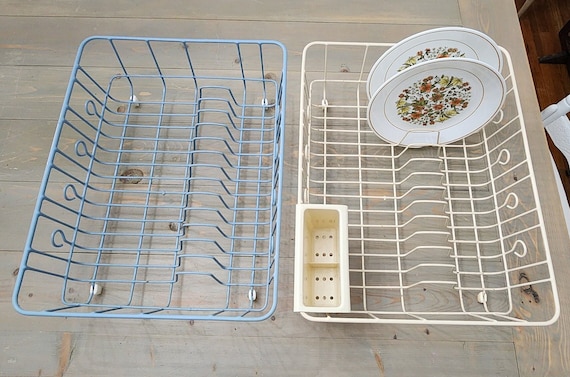 Vintage Rubbermaid Dish Drying Rack Choice of Ivory White or Light Blue Metal Etsy