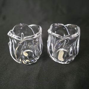 Vintage Lead Crystal Tulip Shaped Candleholders Set Of 2 Made In USA