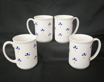 Vintage Avon Fresh Flower Mugs, Set Of 4 Ceramic 8oz Coffee Cups, Made In Japan