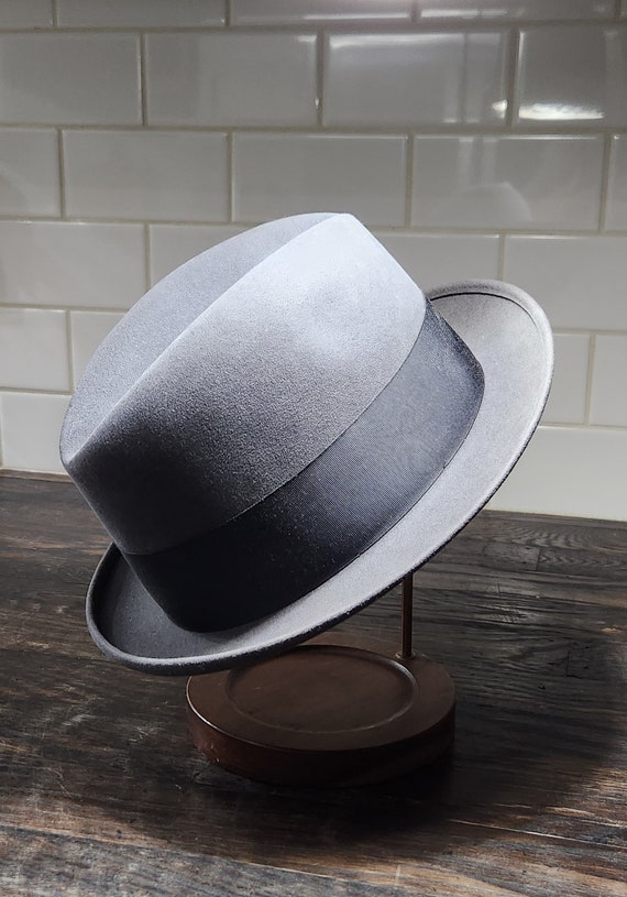 Vintage Knox Gray Felt Fedora Hat Feathers Size 7… - image 2