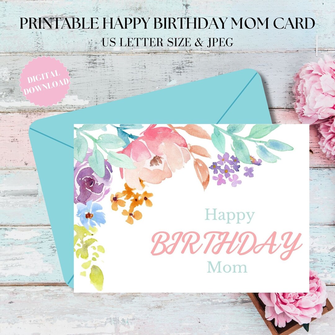Happy birthday mom printable cardprintable mother birthday gifthappy