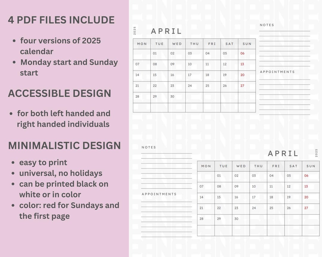 2025 Calendar Monthly Planner Landscape Elegant With Notes and ...