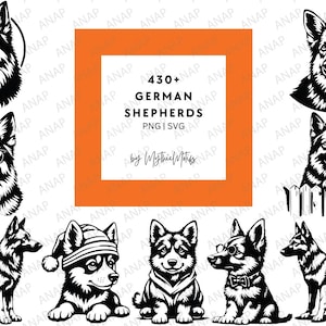 430+ Duitse herdersbundel Hoge kwaliteit SVG PNG 300 DPI Afdrukbare transparante achtergronddecoratie Mooie schattige decoratie gsd