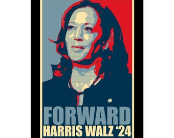 ADELANTE Harris Tim Walz EE. UU. Póster electoral 2024 Kamala Harris para presidente Póster de campaña Kamala 2024 Tim Walz 2024 Partido Demócrata