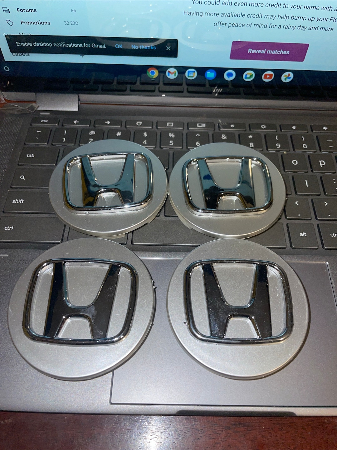 Set of 4 Wheel Center Caps, Fits Enkei RPF1, Cerakoted Gold, Black, or