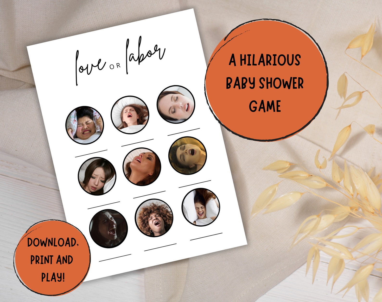 Baby Shower Game, Love or Labor, Baby Shower Printable, Funny Baby ...