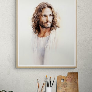 Retrato de Jesús Serenidad y esperanza Arte mural de Jesús Pintura de Jesús Arte cristiano moderno Fe VIENE EN 4 TAMAÑOS