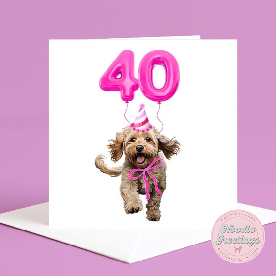 Personalised Cockapoo Birthday Card, Luxury 300gsm Matte Cardstock, 6x6" Square (Any Age)