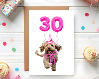 Personalised Cockapoo Birthday Card, Card For Him Or Her, Cockerpoo, Sister, Daughter,Auntie,13th,16th,18th,21st,30th,40th,50th,60th,70th