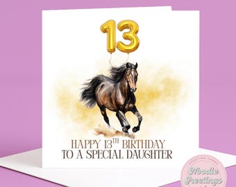 Personalised Horse Birthday Card, Luxury 300gsm Matte Cardstock, Square 6x6"