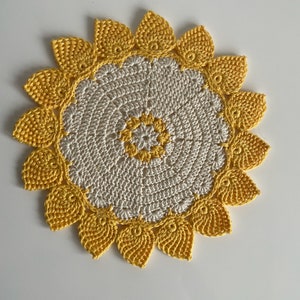 Handmade crochet placemat, mandala,crochet doily, lace table decor,sunflower placemat