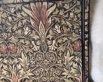 William Morris Snakeshead ottoman tray - solid wood extra large handmade wooden decoupaged decorative serving / footstool tray.