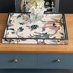 Ottoman Tray with House of Hackney - Artemis.  Extra Large handmade wooden decoupaged decorative serving, footstool, coffee table tray.