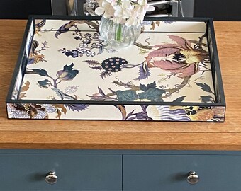 Ottoman Tray with House of Hackney - Artemis.  Extra Large handmade wooden decoupaged decorative serving, footstool, coffee table tray.