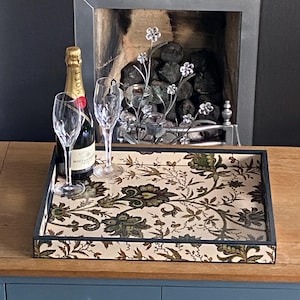 Ottoman Tray with House of Hackney - Indienne.  Extra Large handmade wooden decoupaged decorative serving, footstool, coffee table tray.
